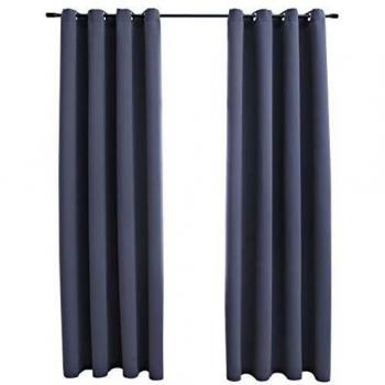 vidaXL - Cortinas opacas con anillas de metal - 2 unidades de 140 x 245 cm en color gris
