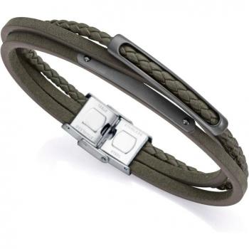 Pulsera Viceroy Air de acero con piel verde y motivo en IP negro