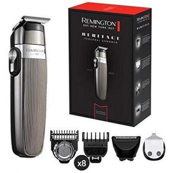 Remington Heritage PG9100 Kit de Aseo Personal, Recortadora de Barba y Cortapelos, Afeitadora Corporal, Color Negro con Acero Inoxidable