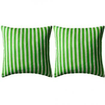 vidaXL 2X Cojines para Exterior Rayas 45x45cm Verde Manzana Casa Jardin Hogar