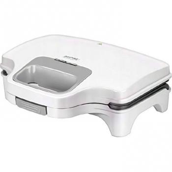 MPM MOP-34 Sandwichera Eléctrica, Capacidad para 2 Sandwiches, Placas Antiadherentes con Forma de Triángulo, Control Automático de Temperatura, Diseño Compacto, Color Blanco