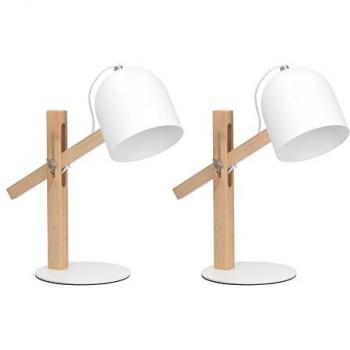 FORLIGHT Bodhi Lámpara de Mesa para Escritorio LED Articulada Madera Natural (2uds) Flexo Escritorio Nórdico Blanco