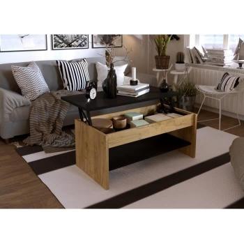 Mesa de Centro Elevable de Roble y Negro 100 x 50 x 44 cm - HAPPY
