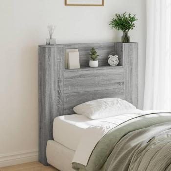 Cabecero de cama con contenedor y luz LED Sonoma gris 100x16,5x103,5 cm