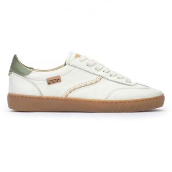 Zapatillas de mujer Pikolinos de piel blanca con cordones modelo Lanzarote W7B