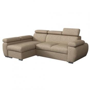 Sofá rinconero Columbus 132 con función de descanso y caja de ropa de cama, dimensiones 255x170x85cm