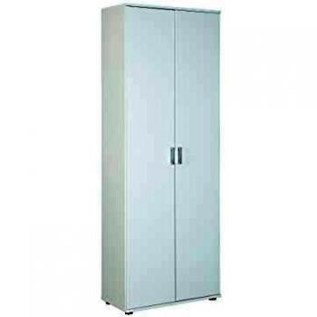 Armario blanco de 2 puertas con 5 estantes, dimensiones 70x189x34 cm