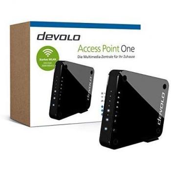 devolo WiFi Access Point, Access Point One -hasta 1.733 Mbit/s, WiFi ac, 1 conexión LAN Gigabit de alta velocidad, 4 puertos Ethernet, negro