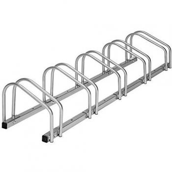 Soporte de bicicletas Tectake - De acero revestido, las bicicletas se pueden colocar a ambos lados, se puede montar en el suelo o en la pared, soporte alineable, construcción muy estable