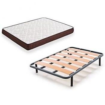 HOGAR24 ZR27- Colchón + Somier Zen Lama Ancha con Patas, Medida 120x190 cm. Núcleo Alta Densidad Transpirable con Tejido 3D y Aloe Vera.