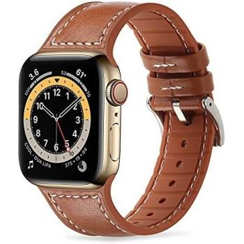 Tasikar Correas Compatible con Correa Apple Watch 45mm 44mm 42mm, Silicona Cuero Correa de Repuesto Compatible con iWatch Series 7