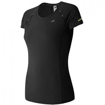 Nuevo balance de hielo la mujer Camisa Manga Corta, Negro, grande