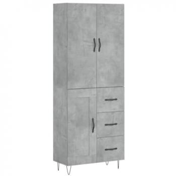 Aparador alto de madera contrachapada gris hormigón 69,5x34x180 cm