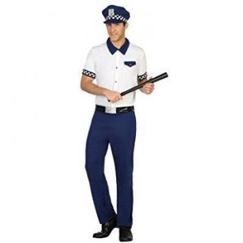 Atosa-31544 Disfraz hombre agente de policía, color blanco, XS-S