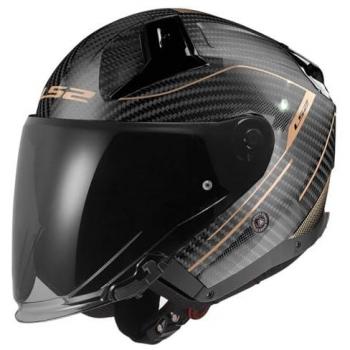LS2 Casco Jet OF603 Infinity II Carbon Counter Dorado - Características: Casco jet, modelo OF603, diseño Infinity II, material de carbono, color dorado (antique gold), talla S