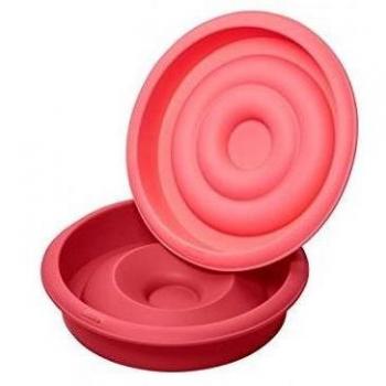 Lurch 85033 Flexi Forma Redondo con Corazón Relleno 2teilig, 21 cm, Silicona, Rojo, 25 x 25 x 5 cm