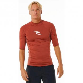 Camiseta de Manga Corta Rip Curl Waves UPF Performance para Hombre en Color Rojo