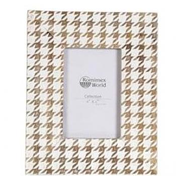 Marco de Fotos Romimex Blanco Natural Madera de Mango MDF 10 x 15 x 2 cm