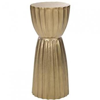 Mesa Auxiliar de Metal Dorado 24 x 56 cm Diseño en Forma de Pilar Contemporáneo