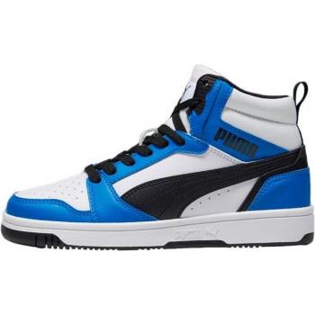 Zapatillas Puma Rebound V6 Mid Infantiles Unisex Azul y Blanco Talla 38