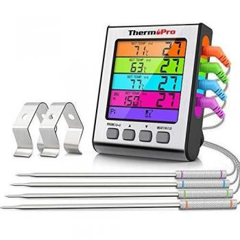 ThermoPro TP17H Termómetro para Carne Termómetro Digital para Cocina con 4 sondas de Temperatura para Horno, Parrilla, Cocina, termómetro para Barbacoa con retroiluminación