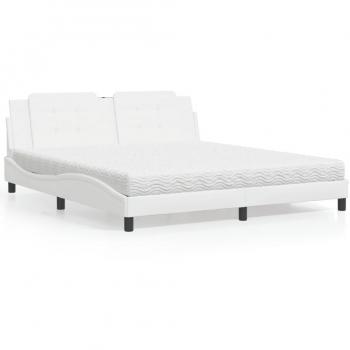 Cama con colchón de cuero sintético blanco 180x200 cm Vidaxl