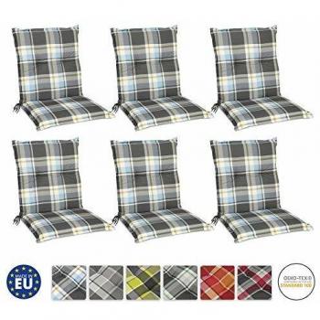 Set de 6 Cojines Acolchados para Sillas de Jardín con Respaldo Bajo Sunny 100x50x6 cm - Comodidad Extra y Resistencia UV