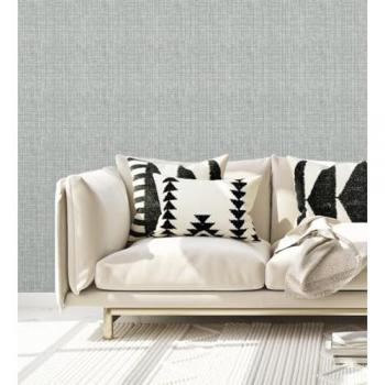 Papel Pintado Vinílico Ecológico Tejido de Lino Visón y Verde Agua con Textura en Relieve - Rollo de 10 m x 0,52 m