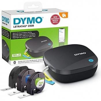 Etiquetadora DYMO LetraTag 200B Bluetooth| Impresora de Etiquetas compacta| Tecnología inalámbrica Bluetooth para conexión con Dispositivos iOS y Android| con 3 Cintas de Etiquetas Surtidas Incluidas