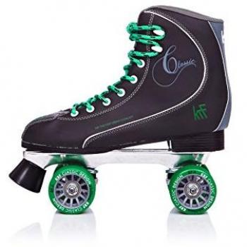 KRF THENEW URBAN CONCEPT Patines Quad RETRO CLASSIC - Negro/Verde - Bota de Piel Sintética