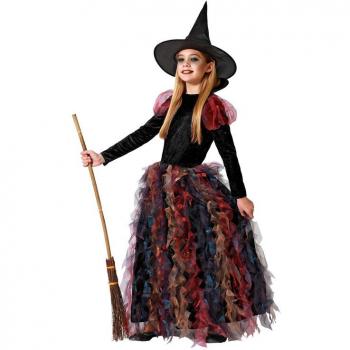 Disfraz de Bruja Multicolor con Sombrero para niña