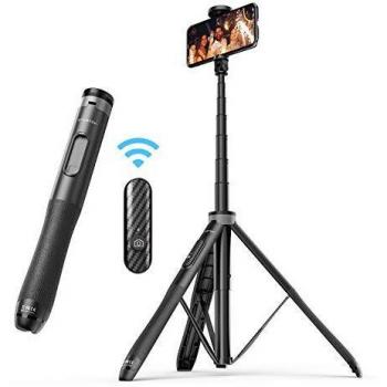 ATUMTEK Palo Selfie Trípode 130cm – Palo Selfie para Móvil con Bluetooth, con Aluminio Resistente y Trípode de Patas Antideslizantes para iPhone/Android, Grabación de Videos, Vlogs, Directos - Negro
