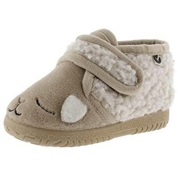 Victoria Zapatillas de casa Unisex Ojalá de pelo animalitos con cierre adherente y suela al tono 105119 para bebés beige