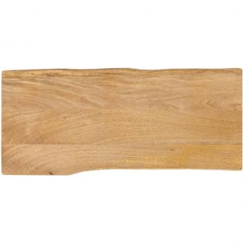 Mesa de madera maciza de mango con borde natural, dimensiones 80x40x3,8 cm