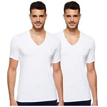 Calvin Klein S/s V Neck 2pk Top de Pijama, White, M