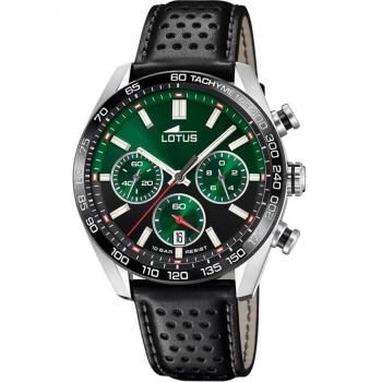 Reloj Lotus Chrono 18915/3 para Hombre con Esfera Verde y Correa de Piel Negra