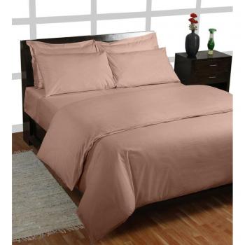 HOMESCAPES Juego una Funda de edredón y una Funda de Almohada 155x220 cm, 1000 Hilos, Beige