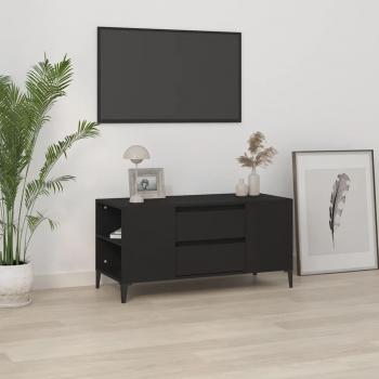 Mueble de TV madera contrachapada negro 102x44,5x50 cm