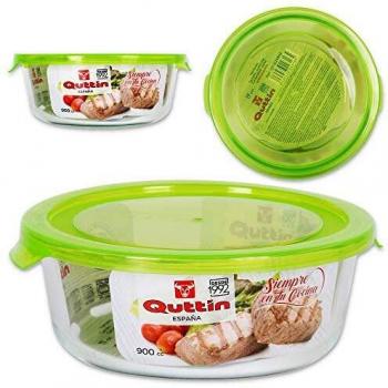 Quttin Fiambrera Redonda con Tapa Verde, 17 cm, Multicolor, Talla Unica