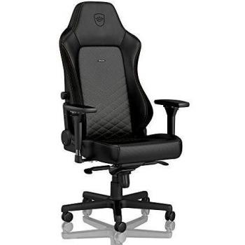 noblechairs Hero Silla de Gaming - Silla de Oficina - Cuero Sintético PU - Diseño de Asiento de Carreras - Negro/Oro