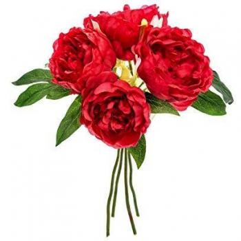 Ramo Artificial de 4 Pivoines Prune H30 cm - Decoración Hogar Atmosphera