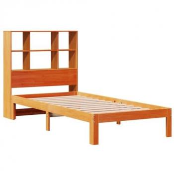 Sofá con estantería sin colchón madera maciza marrón 90x200 cm