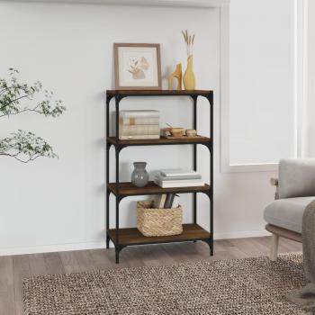Estantería de madera multicapa y acero roble marrón 60x33x100 cm
