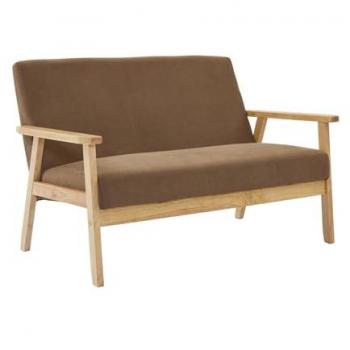 Sofá-banco 2 plazas de pana con patas de madera, Isak Pana, 114x69.5x73 cm