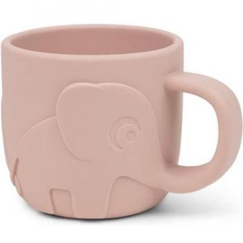 Taza de silicona rosa con diseño Peekaboo Elphee de la marca Done by Deer