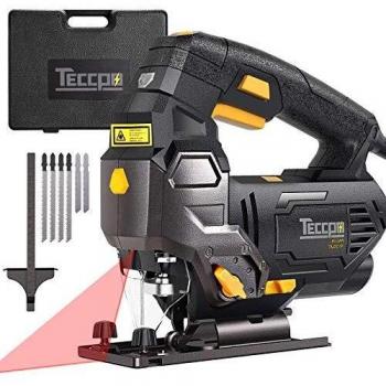 Sierra de Calar - TECCPO 800W 3000SPM Caladora con Láser, 6 Hojas, 6 Velocidades Ajustables, Corte45°, 4 Posiciones Orbitales, Profundidad de corte：Madera 100mm, Metal 10mm -TAJS01P
