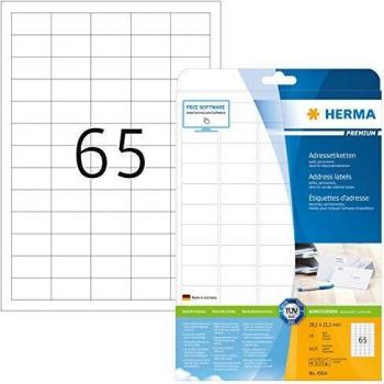 Etiquetas de Dirección Premium HERMA A4, 38,1 x 21,2 mm, 25 Hojas, 1625 Etiquetas, Papel Mate con Esquinas Redondeadas