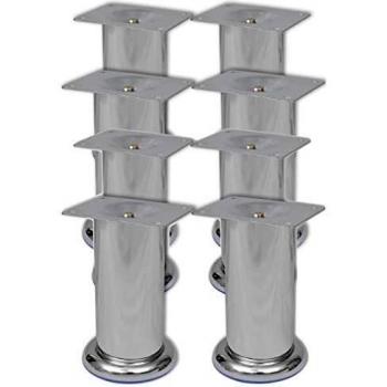 vidaXL 8x Patas de Sofá Redondas Accesorios Soportes Sofa Cama Mobiliario Robustas Estables Montaje Simple Rápido Modernas Repuestos Cromadas 120mm