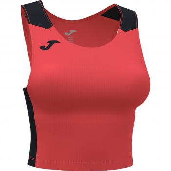 Joma Record II Women's Short Tank Top in Fluorescent Coral and Black