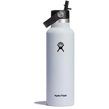 Termo Hydro Flask 21 Oz (620ml) con Pajita Flexible Estándar, color blanco